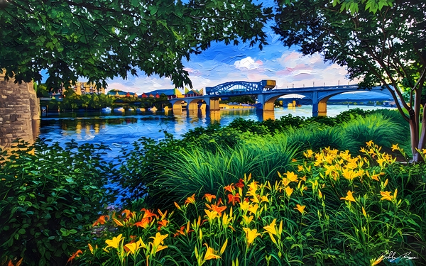 Flowers On The River Print
