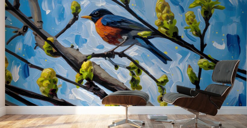 Bird In A Tree Wall Murals