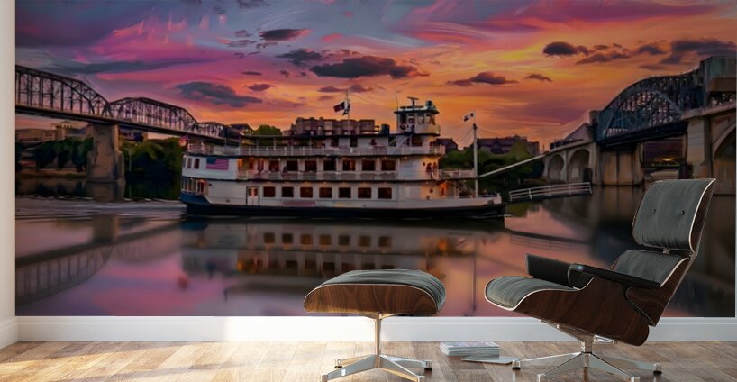 Sunset Cruise On The River Wall Murals