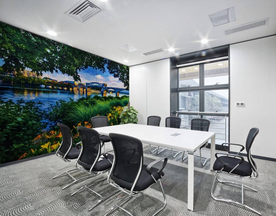 Flowers On The River Wall Printing